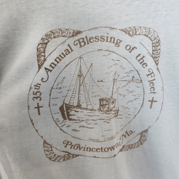 VTG 80s Annual Blessing Of The Fleet Tshirt Sz Large Providencetown MA Single - Picture 2 of 15